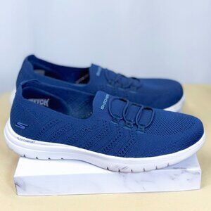 Skechers Women's Shoes Navy Blue Air Cooled Stretch GOGA MAT Sneakers
